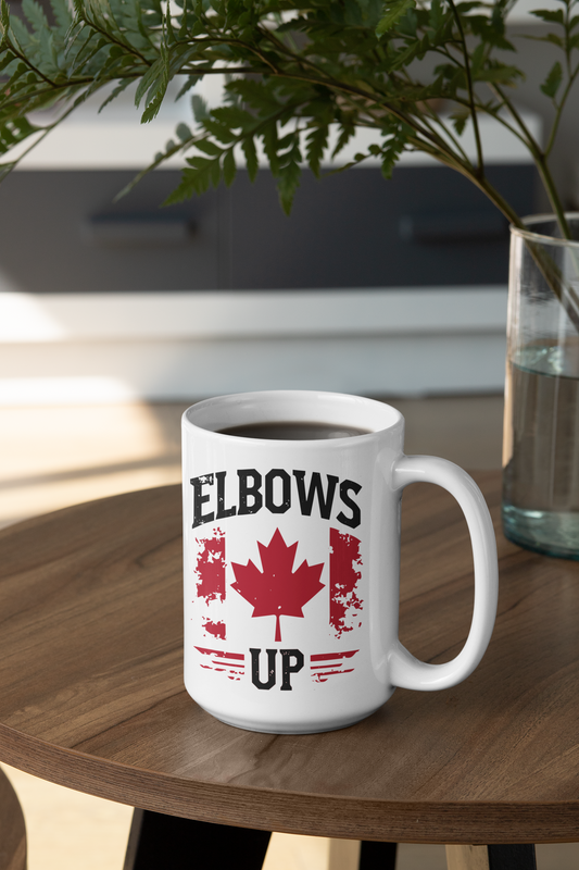 Elbows Up Mug With Distressed Graphic