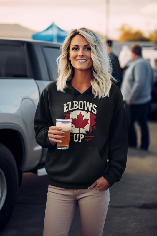 Elbows Up Red And White Hoodie