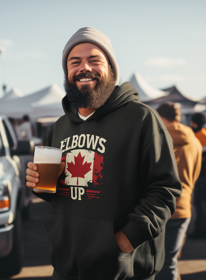 Elbows Up Red And White Hoodie