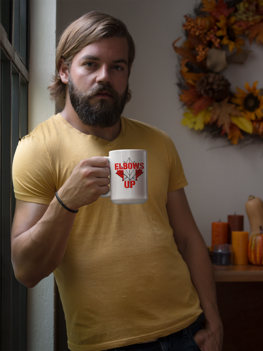 Elbows Up Mug With Leaf Graphic
