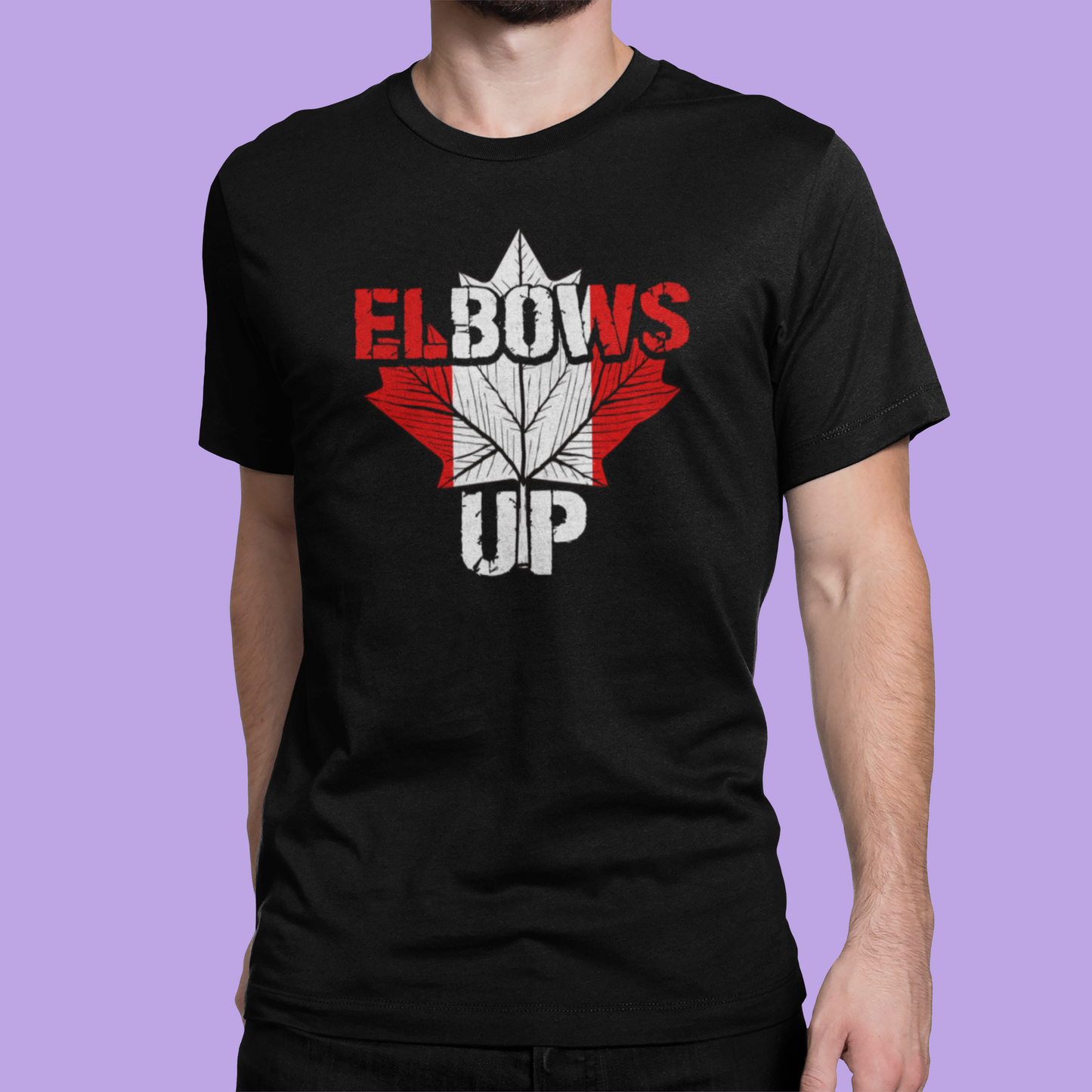 Elbows Up Red And White Maple Leaf