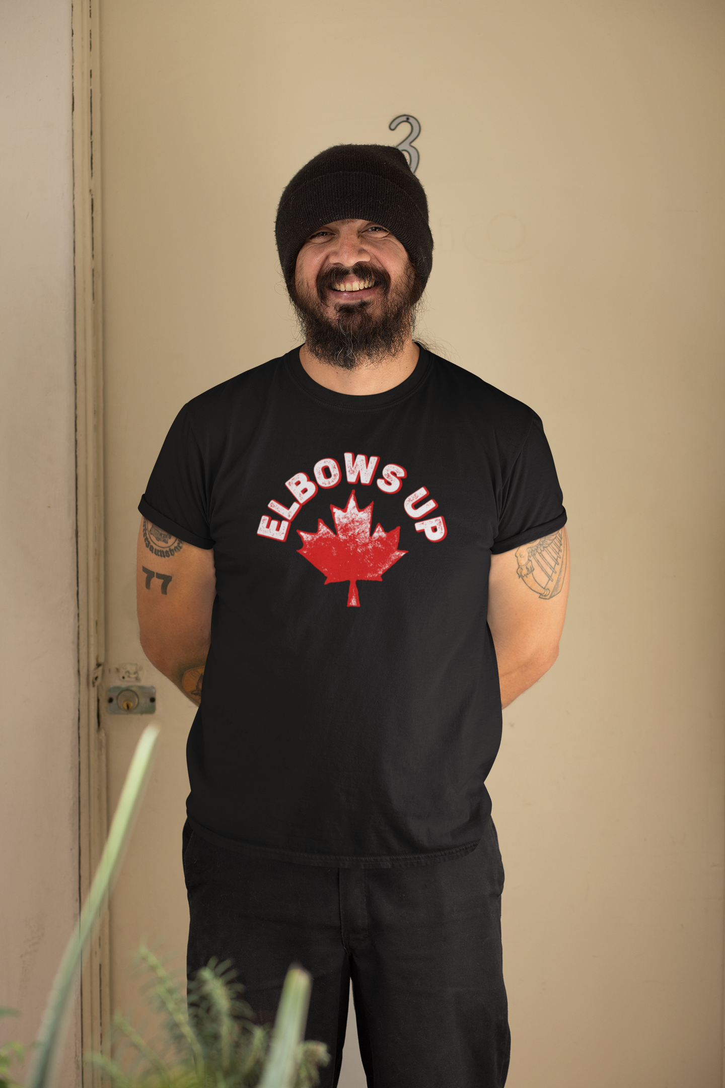 Elbows Up Curved Canadian Maple Leaf