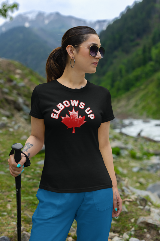 Elbows Up Curved Canadian Maple Leaf